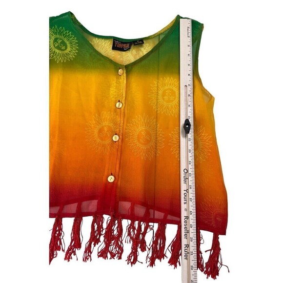 Indian tropical Fashion 2 Piece Swimsuit Coverup Top Pant Size Medium *FLAW* - Picture 7 of 16